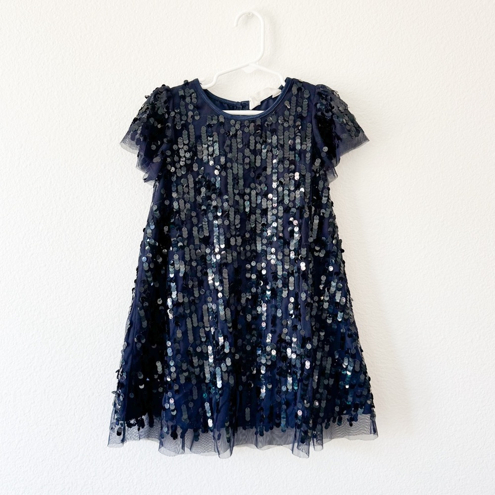 KIDS // Navy Blue Sequin Tulle Dress